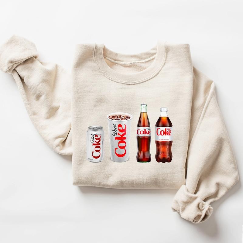 Diet Coke Sweatshirt, Soda Lover Sweatshirt, Retro Soda Bottle Graphic Crewneck, Fall Cozycore Aesthetic Pullover for Women