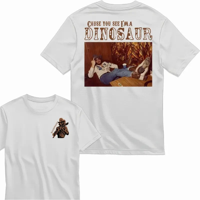 Dinosaur Hank Williams Jr. Bocephus  Western Southern Retro Boho Hippie Shirt Classic Outlaw Country Music  Graphic