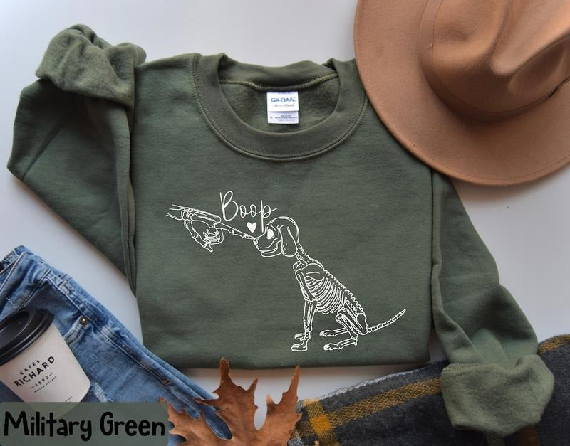 Dog Skeleton Sweatshirt, Funny Dog Shirt, Dog Lover Gifts, Dog Mom Sweatshirt, Spooky Dog Shirt, Skeleton Sweatshirt Cotton Sweaters Polyester Womenswear