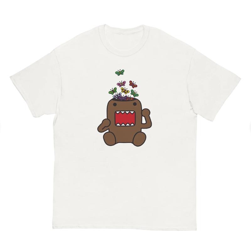 Domo Kun Face T-Shirt, Monster Eyes mouth shirt, Cartoon graphic, AWESOME GIFT Top Womenswear
