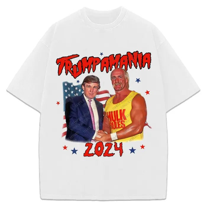 Donald Trump Trumpamania Hogan President 2024 Victory Custom Graphic T-Shirt Crewneck Cotton