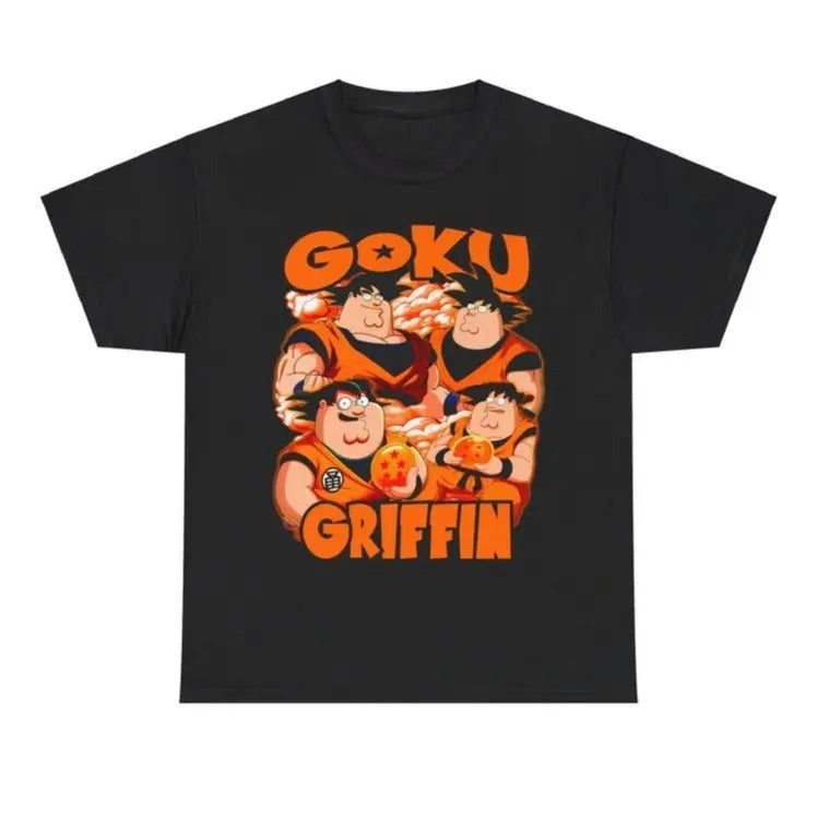 Dragonball Z Goku Anime Griffin Graphic T-shirt, Funny Meme Genz Dank Retro Style Tee, Unisex Shirt, Sweatshirt, Hoodie Menswear Top Streetwear Shortsleeve Tropical Crewneck