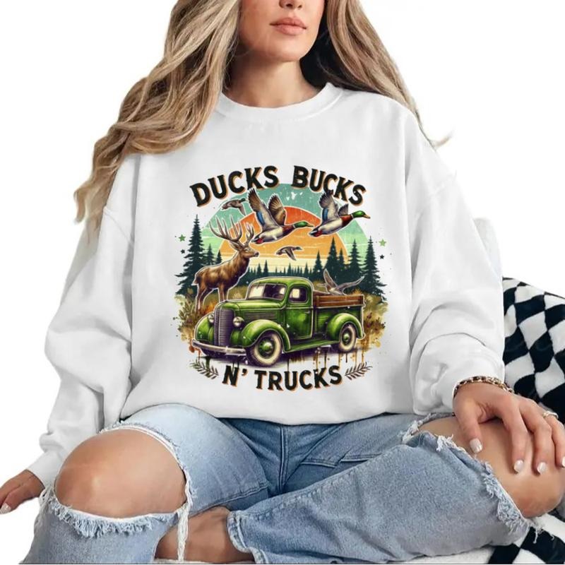 Ducks Bucks & Trucks Sweatshirt Hunting Duck Deer Hunt Retro T-Shirt Hoodie Hunting Season 2025 Unisex