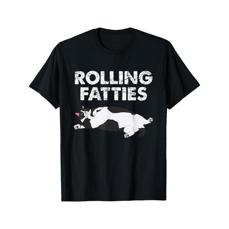 EWH Fat Kitten Funny Cat Rolling Fatties T-Shirt Made in USA