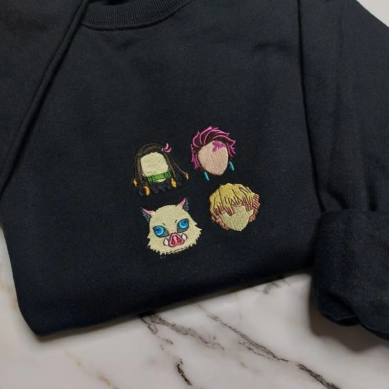 Embroidery Demon Slayer Team Shirt, Tanjiro Nezuko Zenitsu Inosuke Sweatshirt Hoodie, To The Hashira Traing Sweatshirt Hoodie, Kimetsu No Yaiba Merch, Demon Slayer Outfit, Anime lover Gift, Christmas Gift