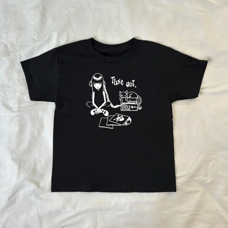 Emily the Strange Baby Tee, Vintage, 90s style Baby Tee, y2k, Pinterest, streetwear, ahs style, Grunge, 2000s Nostalgia Tee, Alt Fashion