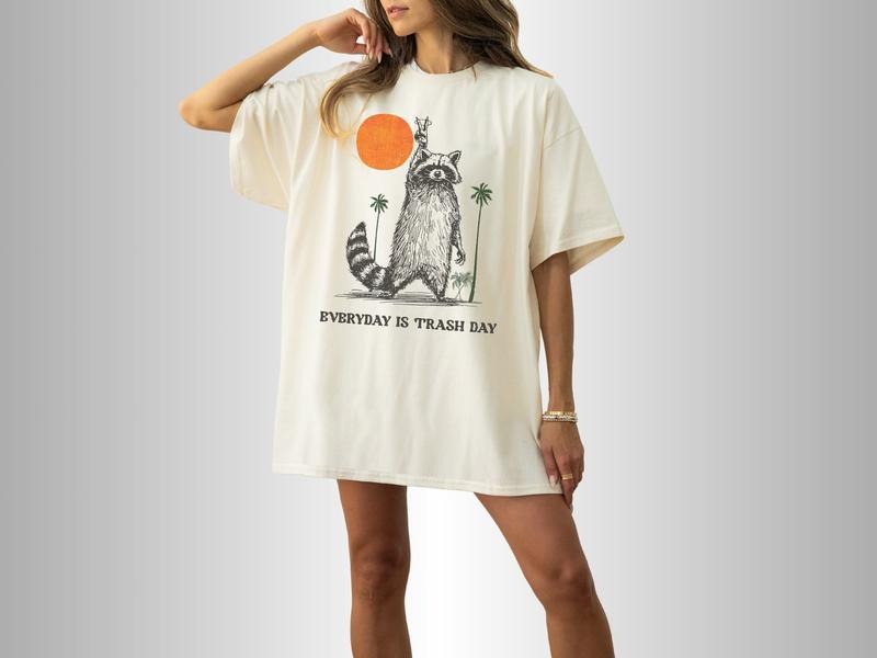 Everyday Is Trash Day Raccoon Shirt, Retro Sunset Shirt, Raccoon Lover Shirt, Cool Vintage Style Raccoon Shirt, Distressed Style Meme Shirt