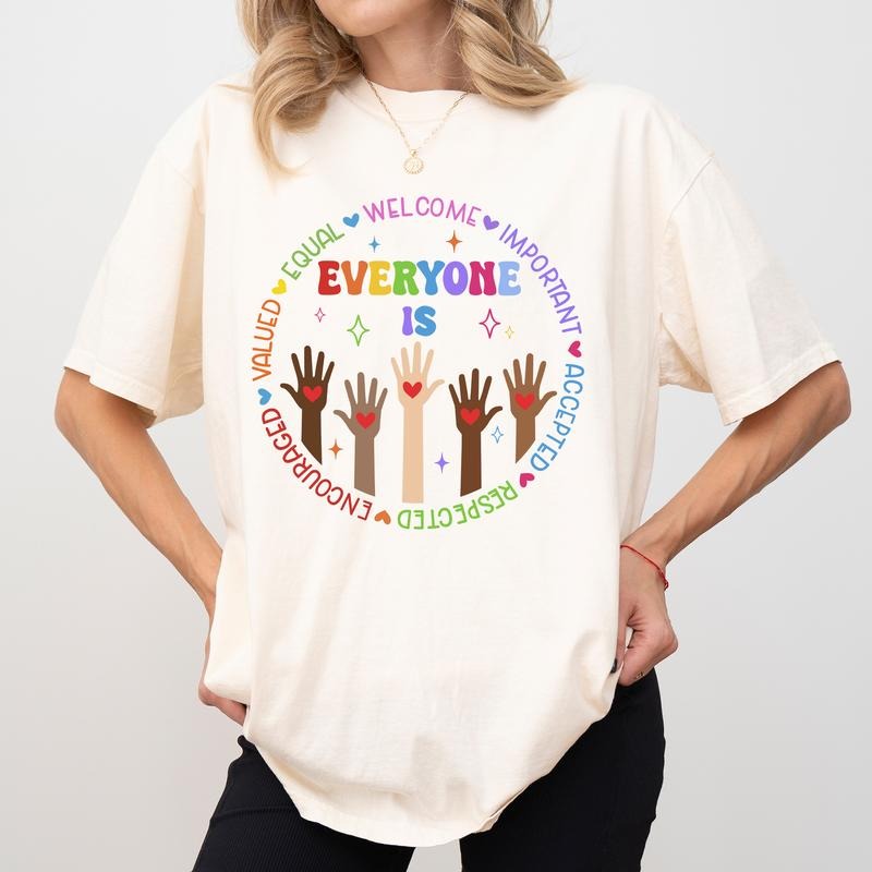 Everyone Is Welcome Comfort Colors Shirt, Inspirational T-shirt, Inclusion and Equality Graphic Tee, Idoha School Clothing, Idoha Teacher Outfits