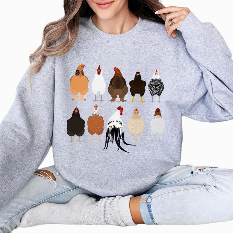 Fall Chicken Sweatshirt, Thanksgiving Shirt for Mom, Animal Lover Gift, Gift For Chicken Lover, Chicken Shirt, Love Chickens Gift, Animal Sweatshirt, Funny Farmer Farm Shirt, Gift for her, Farm Animal Shirt for Women, Thanksgiving Women Top