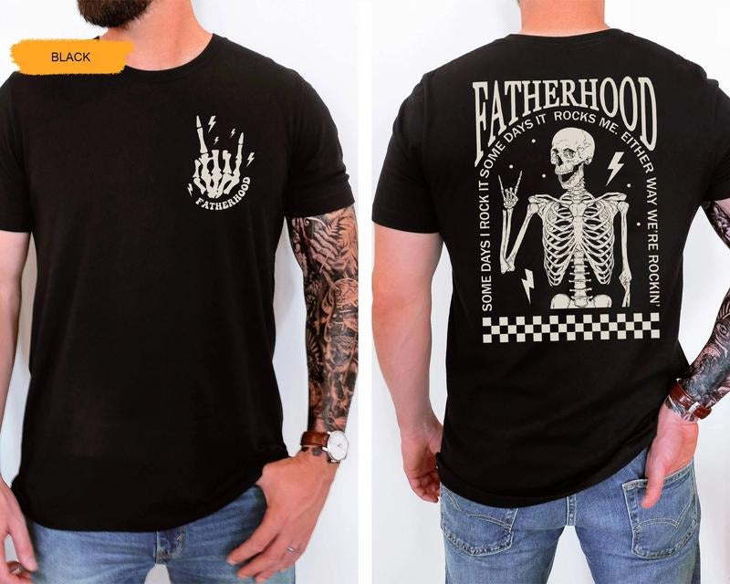 Fatherhood Shirt Dad Shirt Funny Skeleton Dad Shirt Rocker Dad Gifts Retro Fathers Day Shirt Gift For Husband Daddy Tee Cool Dad Shirt TK43GD
