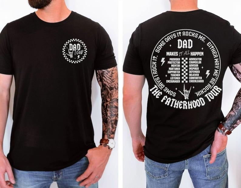 Fatherhood Tour, Sometimes I Rock It Sometimes It Rocks Me Shirt, Dad Life Shirt, Fathers Day Gift, Funny Fatherhood T-Shirt, Dad Rock Tour