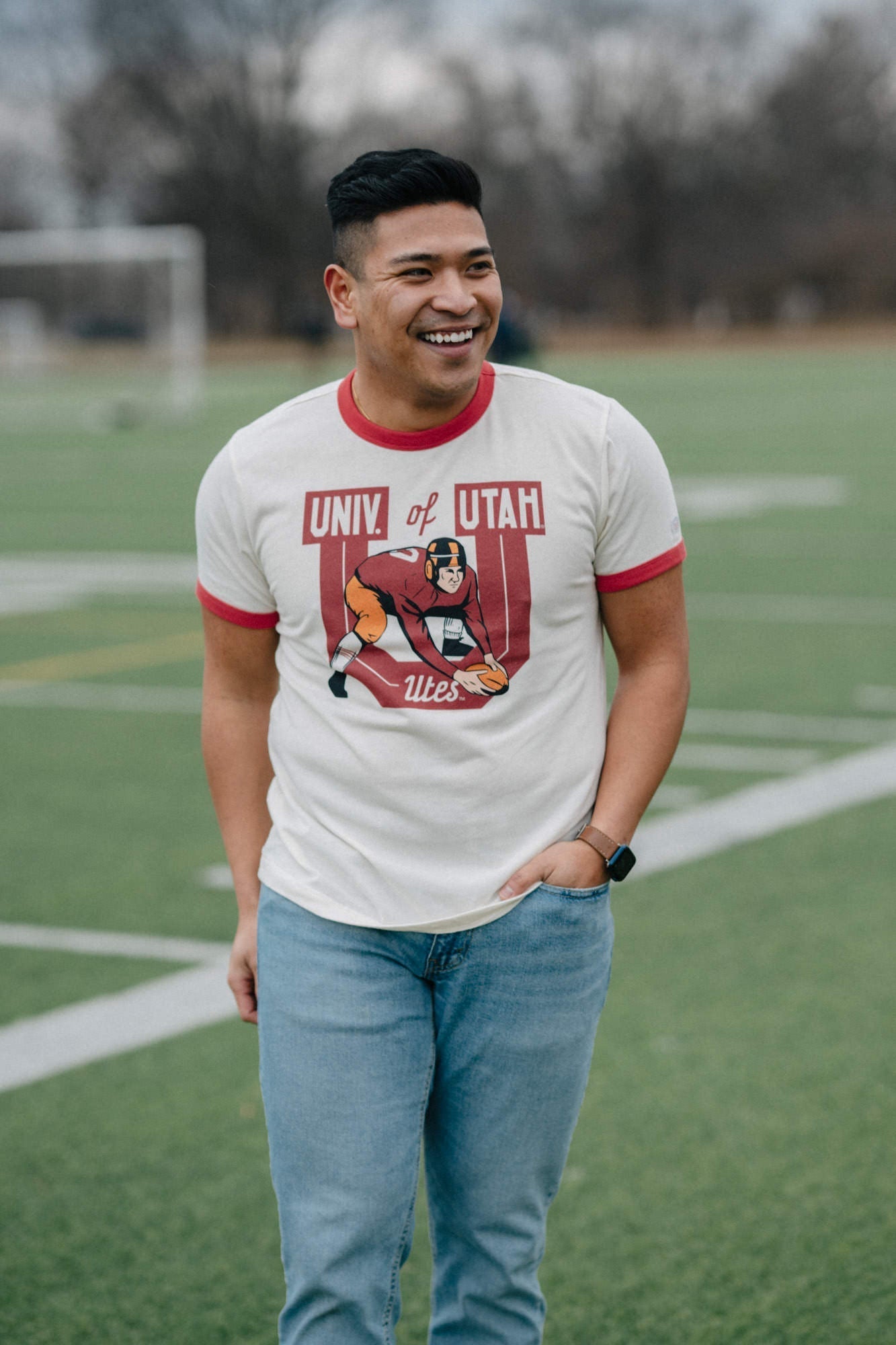 Utah Vintage Football Logo Ringer Tee Style001