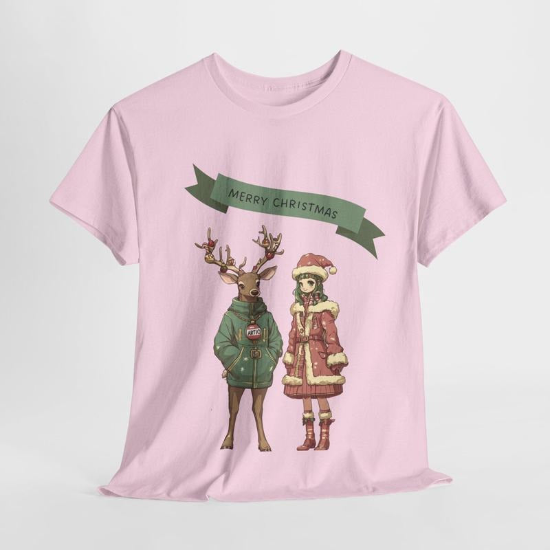 Festive Anime Cartoon T-Shirt for Anime Lovers - Perfect Holiday Gift, Unisex Size, Medium-heavy Fabric - Pullover