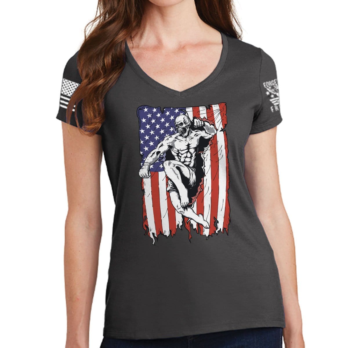 Ladies American Fighter V-Neck T-shirt