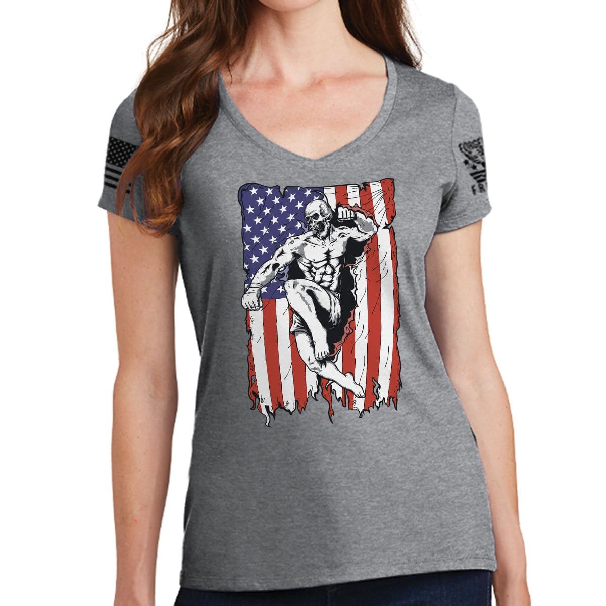 Ladies American Fighter V-Neck T-shirt