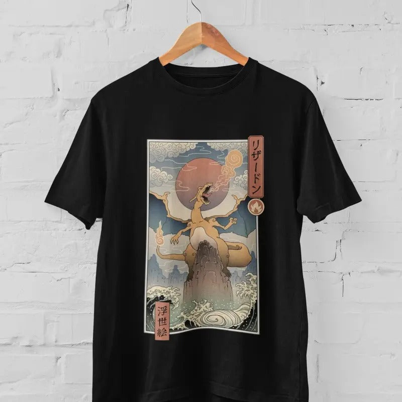 Fire Dragon Type Mon Inspired Graphic Tee Anime T-Shirt Gift Idea Present For Him For Her