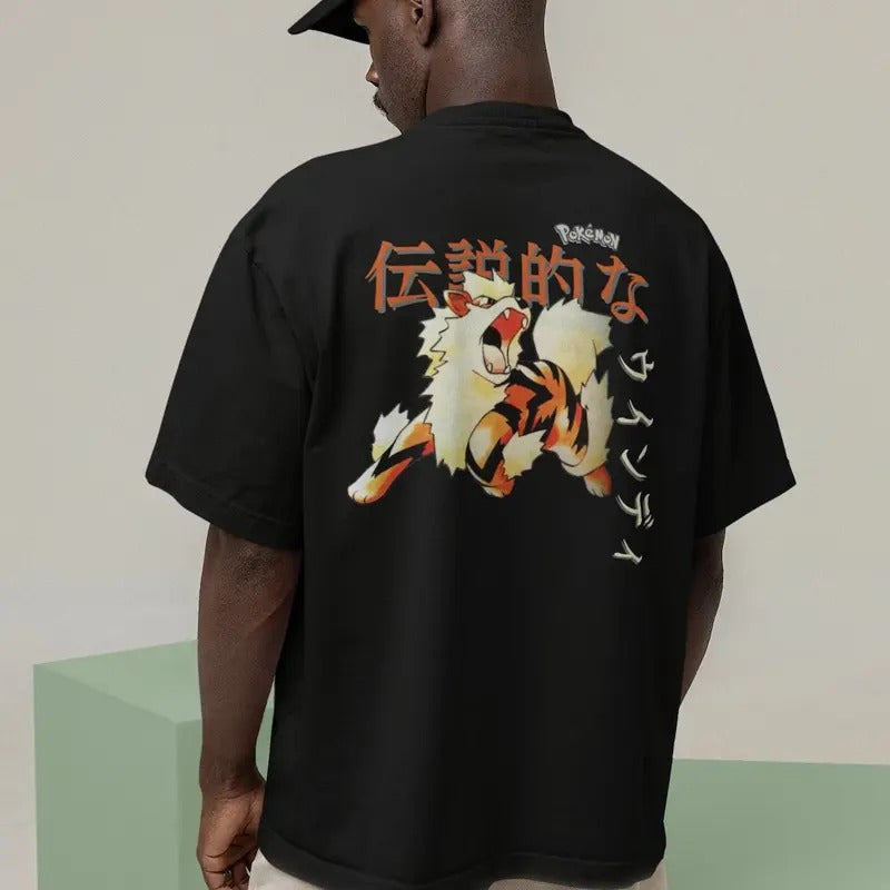 Fire Stone Legendary Mon Original Art Graphic Tee With Back Print Japanese Style Anime Shirt Gift Idea Present For Him For Her