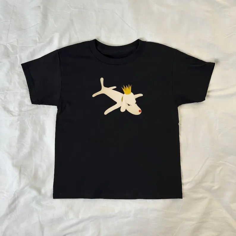 Flying Puppy King Baby Tee, Cartoon Design, vintage, Dog lovers, y2k clothing, Pinterest, retro, 90s style baby tee, ahs style, soft girl