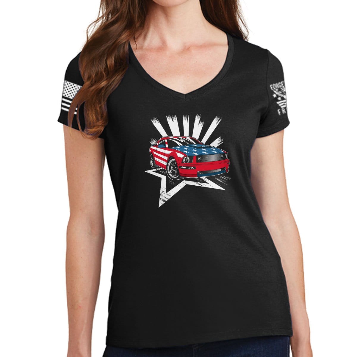 Ladies American Paint Job V-Neck T-shirt