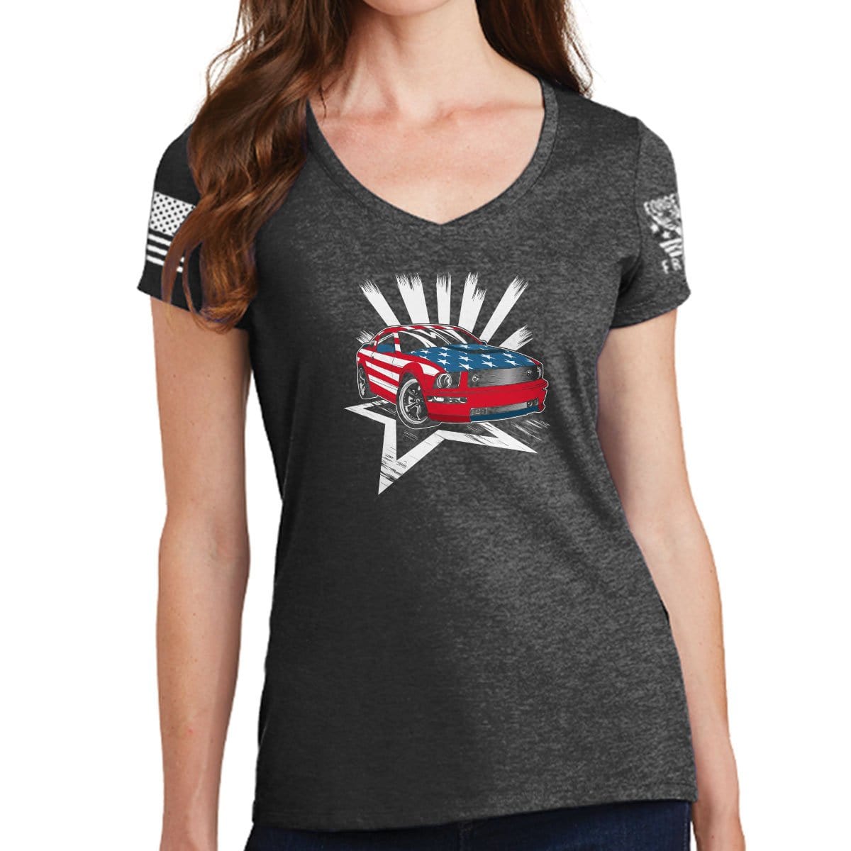 Ladies American Paint Job V-Neck T-shirt