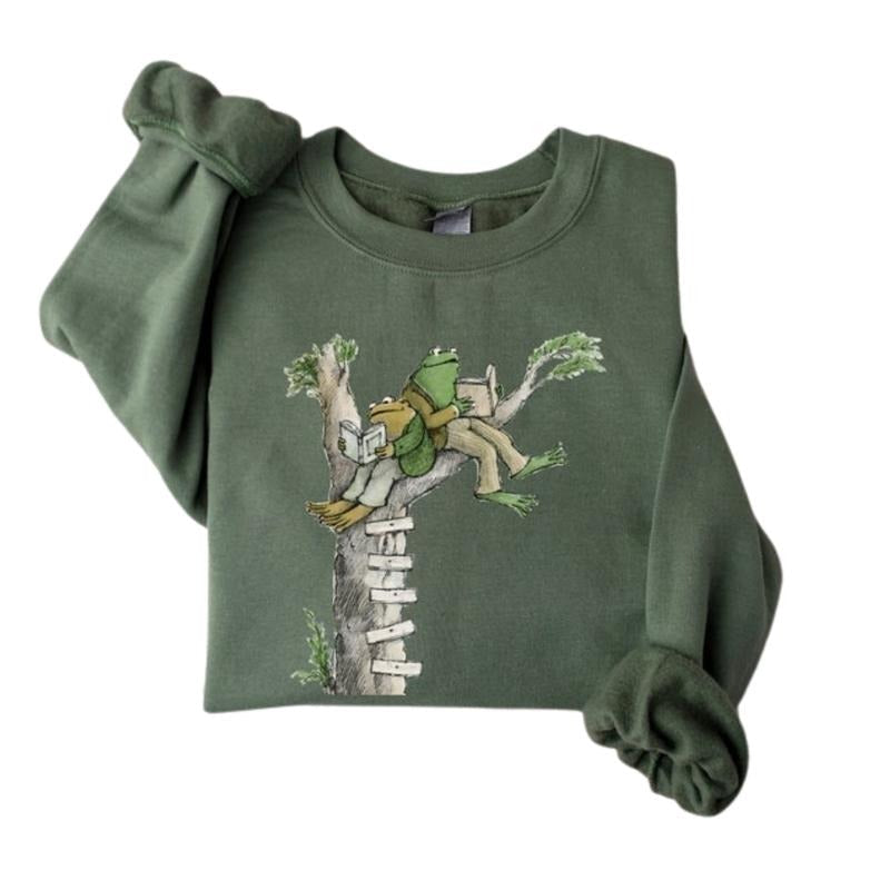 Frog and Toad Sweatshirt, Classic Book Sweater, Cottagecore Shirt, Frog Hoodie, Book Lover Gift, Retro Frog Tshirt