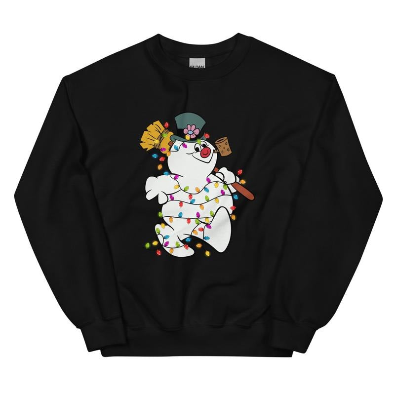 Frosty the Snowman Crewneck, Christmas Sweatshirt, Winter Season Graphic, Casual Cotton Crewneck, Polyester, Oversized