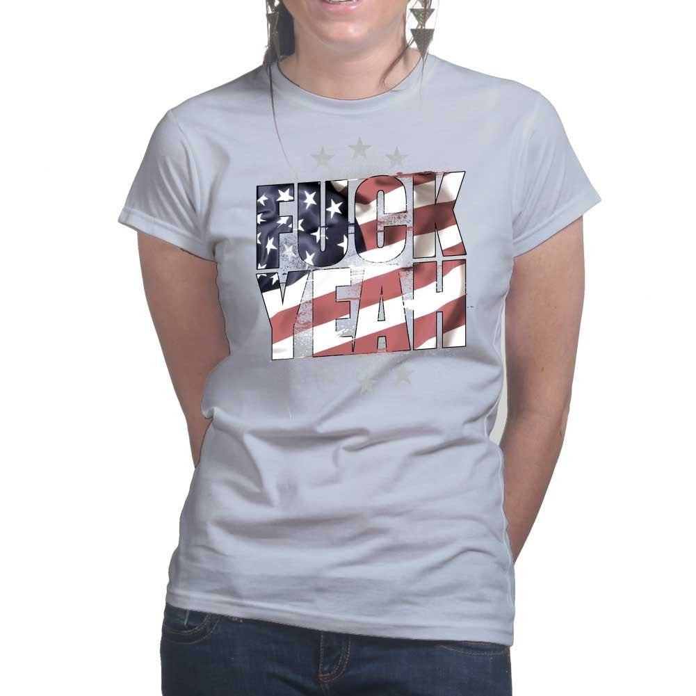 Ladies F**K Yeah American Flag T-shirt Style001