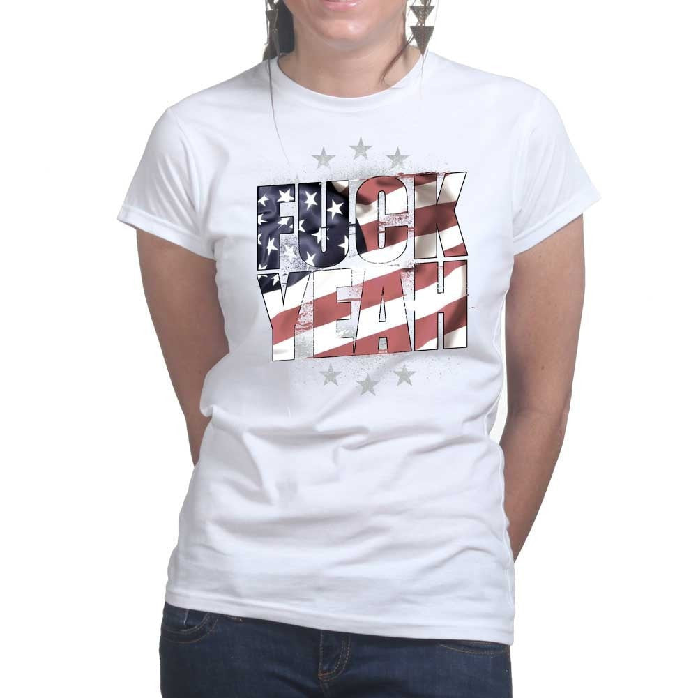 Ladies F**K Yeah American Flag T-shirt Style001