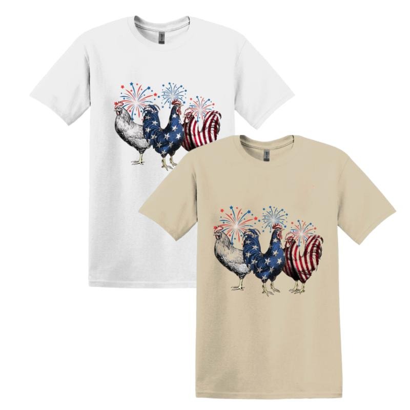 Funny 4th of July Shirt, Chicken Sweatshirt, Independence Day Tee, USA Flag Hoodie, Patriotic Freedom T-shirt, Womens Fourth of July, USA Tee