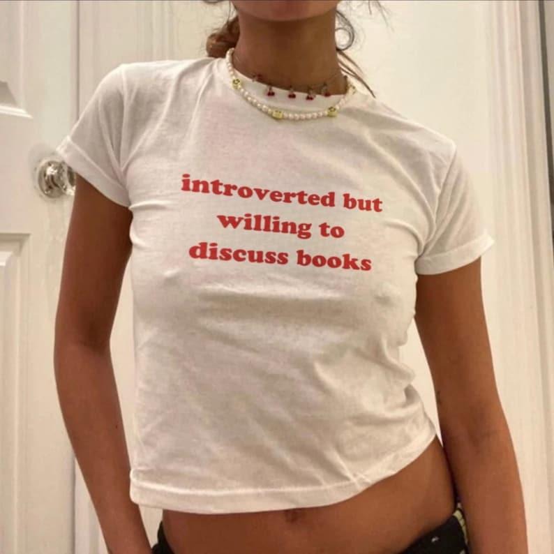 Funny Book Lover Y2K Baby Tee, Y2K Coquette Baby Tee, Bookish 2000S Aesthetic Tee, Funny Reading T-Shirt, Bookworm Baby Tee