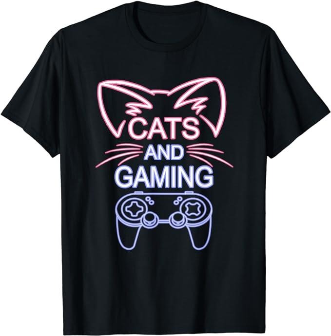 Funny Gamer Shirts, Special Gifts For Gamers, Cats And Gaming Funny Cat Lover Gaming Gift Gamer T-Shirt Menswear Casual Classic