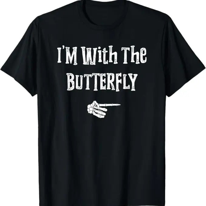 Funny Halloween Shirts For Men, I'm With Butterfly Halloween Costume Funny Couples Matching T-Shirt Menswear - Available from size S to 5XL