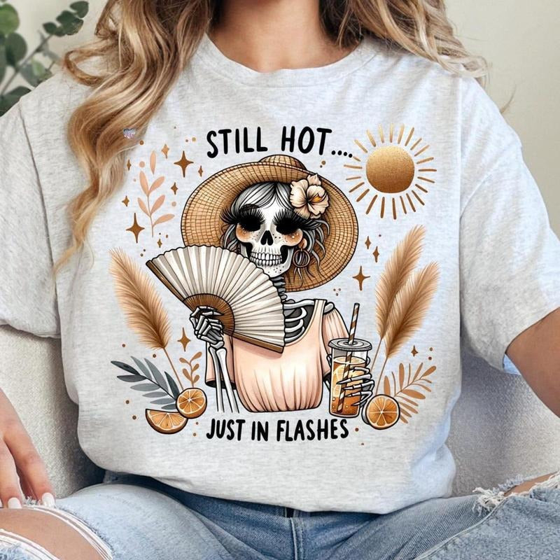 Funny Menopause Skeleton Shirt Where Them Fans At Clipart Hot Flash Humor Design for sassy Midlife mom Boho women Sublimation Shirt
