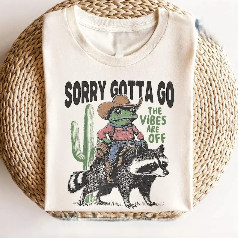 Funny Raccoon Graphic Tshirt, Cowboy Frog Trendy Retro T-Shirt, Oversized Tee Streetwear Top Womenswear Summer