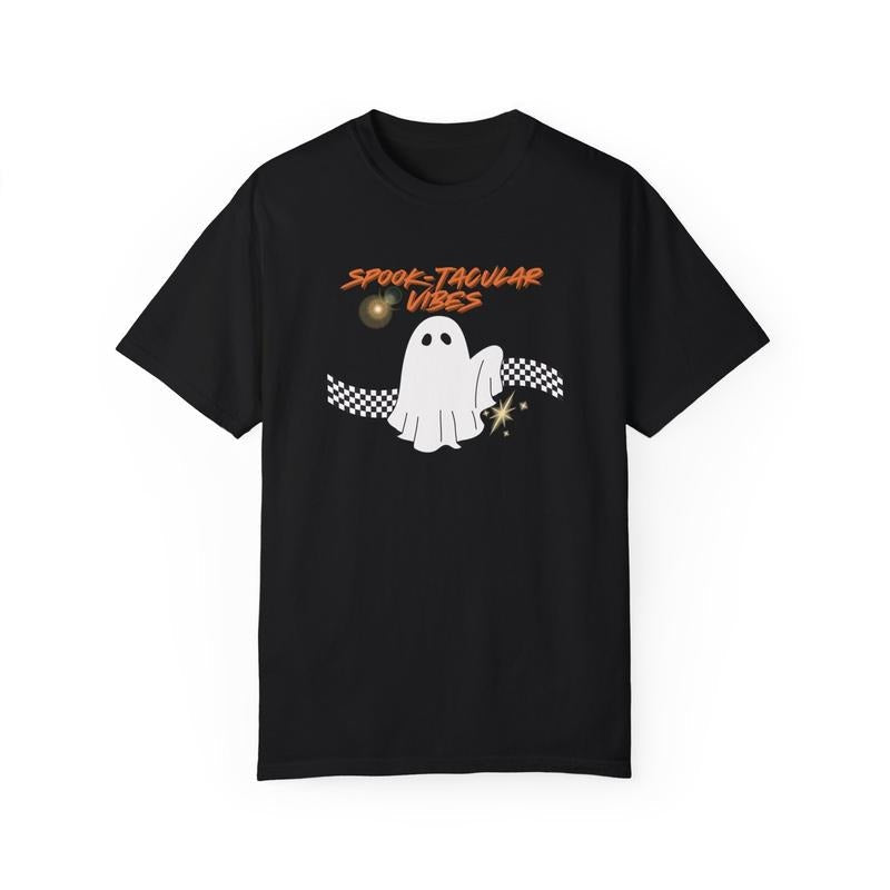 Funny Spook-tacular Vibes Ghost Oversized Halloween Shirt Comfort Colors Shirt For Spectacular Ghost Lover Halloween Gift For Girlfriend