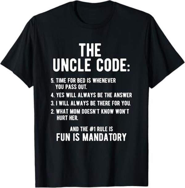 Funny Uncle Shirts, Gifts For Uncle, The Uncle Code Cool T-Shirt - Menswear Casual Cotton