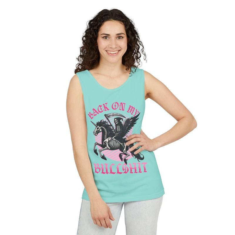 Funny Unisex Tank Top | Back On My Bullshit | Casual Summer Wear, Gift for Friends, Trendy Tops, Unique Summer Outfit