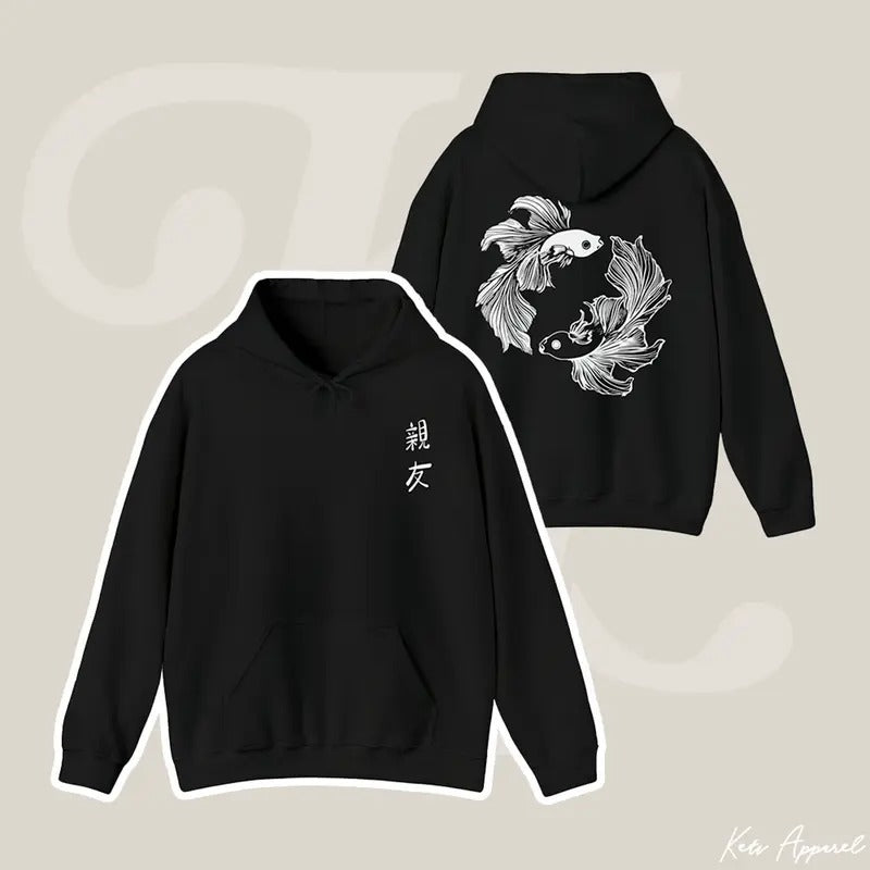Geto Gojo Betta Fish Hoodie "Shinyuu" Best Friend Collection JuJutsu Kaisen Anime Manga Inspired Satoru Suguru JJK Sweater