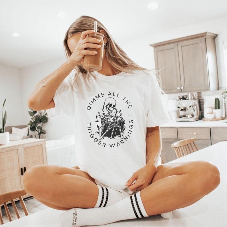 Gimme All the Trigger Warnings Shirt, Dark Romance TShirt, Bookish Tee, Booktok Merch, Funny Gift for Readers, Book Club Shirt, Smut T-Shirt