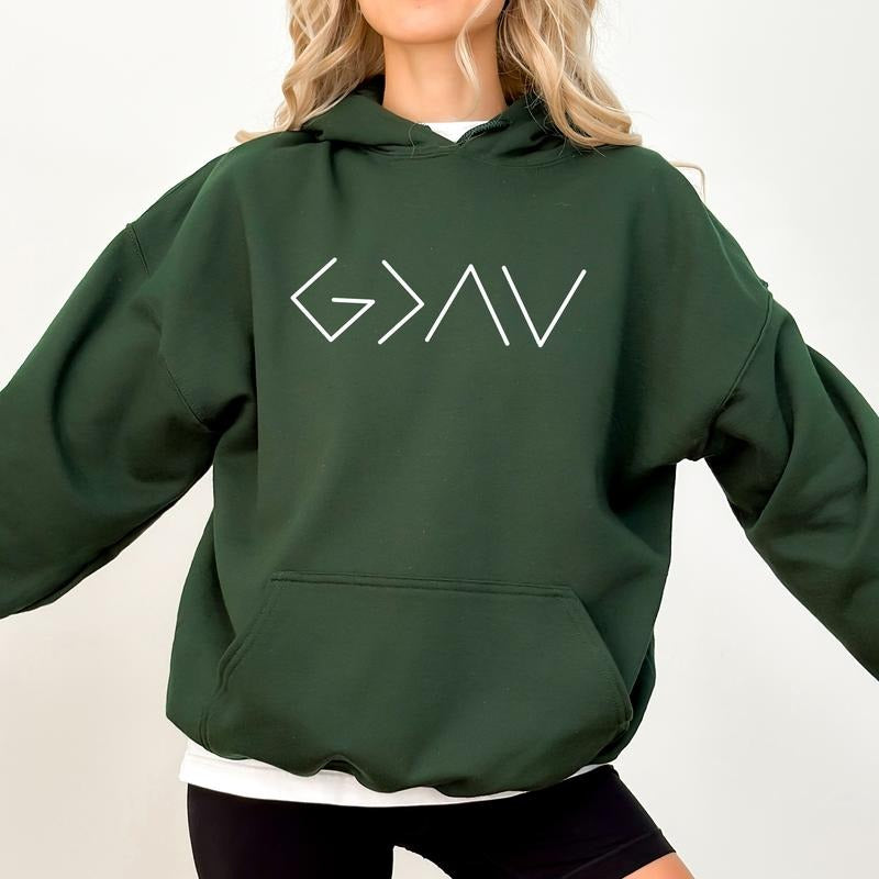 God Great than The Highs and Lows Hoodie, Vintage Bible Verse Hoodies, Religious Hooded Sweatshirt for Women, Jesus Apparel.