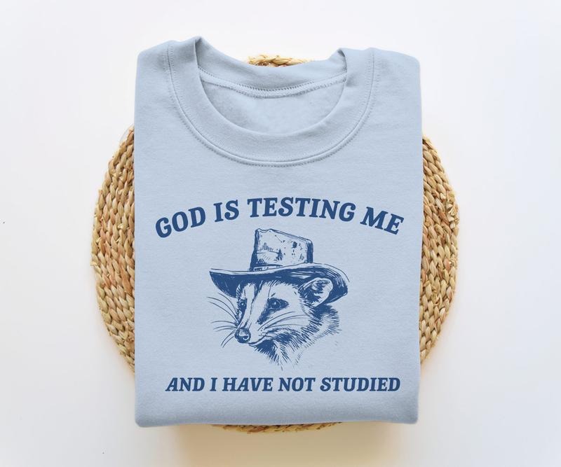 God Is Testing Me And I Have Not Studied, Funny Sweatshirt, Possum Sweatshirt, Vintage  T-shirt, sweater and Hoodie