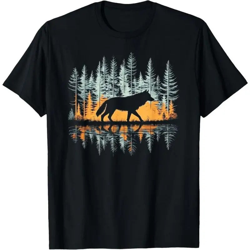 Graphic Tee Wolf Forest Nature Wildlife Outdoor T-Shirt