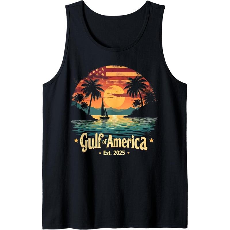Gulf Of USA America Est 2025 American Flag, Gulf of Mexico Tank Top made in USA