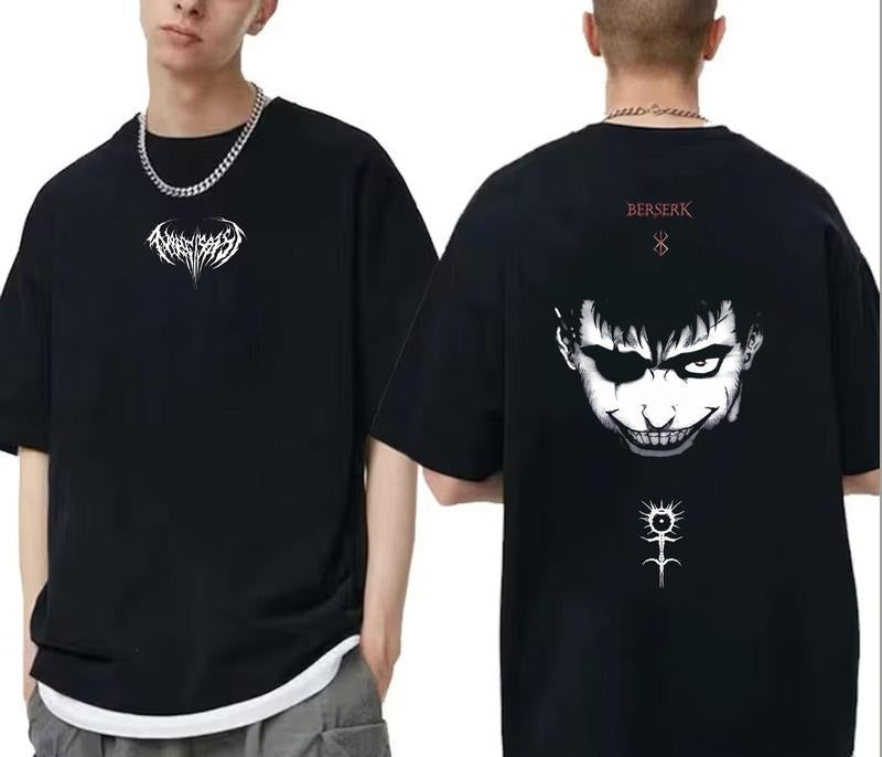 Guts 2 Sides Shirt Berserker Armor Anime All Size T-Shirt Menswear Top for Gym Manga Anime Lovers Shirt Anime All Size T-shirt Hoodie Sweatshirt Menswear Top Anime Berserk T-shirt Berserk Vengeance Heavyweight Tee Cotton Shirt Gift For Fans Womenswear Swe