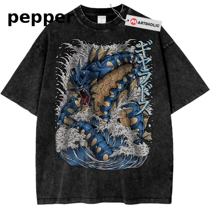 Gyarados Shirt, Pokemon Shirt, Anime Shirt, Vintage T-Shirt Menswear Top