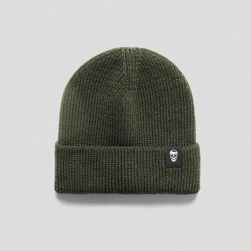 Gymreapers Ribbed Knit Skull Beanie - Classic Green, One Size Fits All
