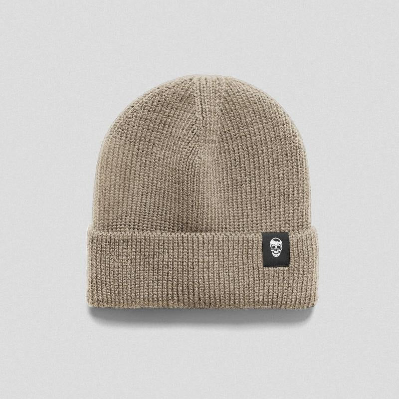 Gymreapers Tan Ribbed Knit Skull Beanie - Classic Fit, Warmth and Performance for Cold Weather