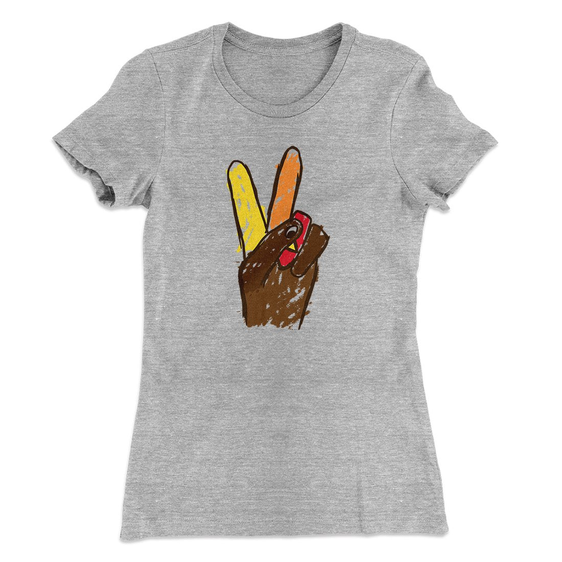 Peace Sign Hand Turkey Funny Thanksgiving Women's T-Shirt