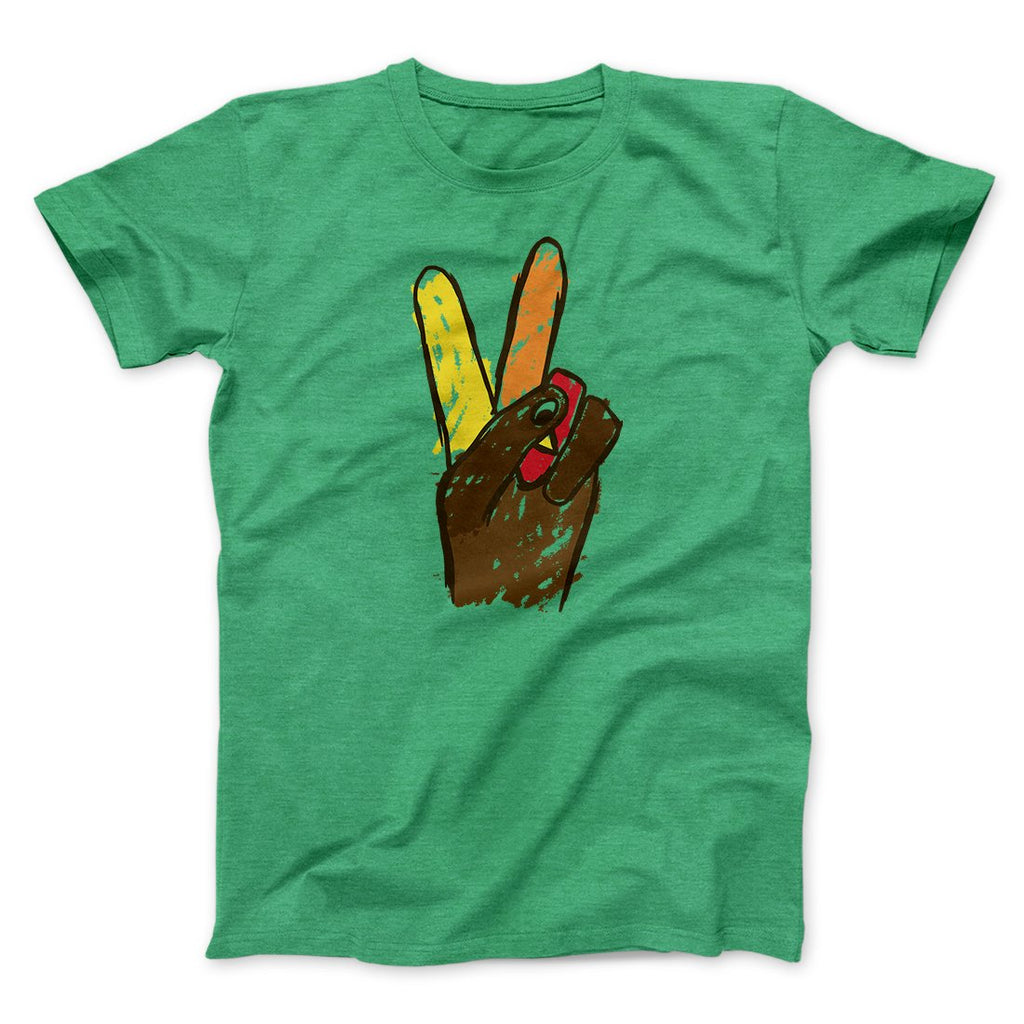 Peace Sign Hand Turkey Funny Thanksgiving Men/Unisex T-Shirt