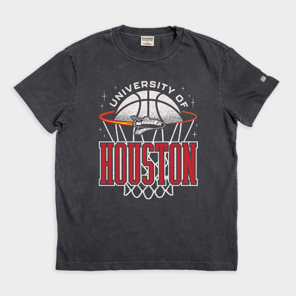 Houston Cougars Basketball Rocket Vintage Heavyweight Tee Style001